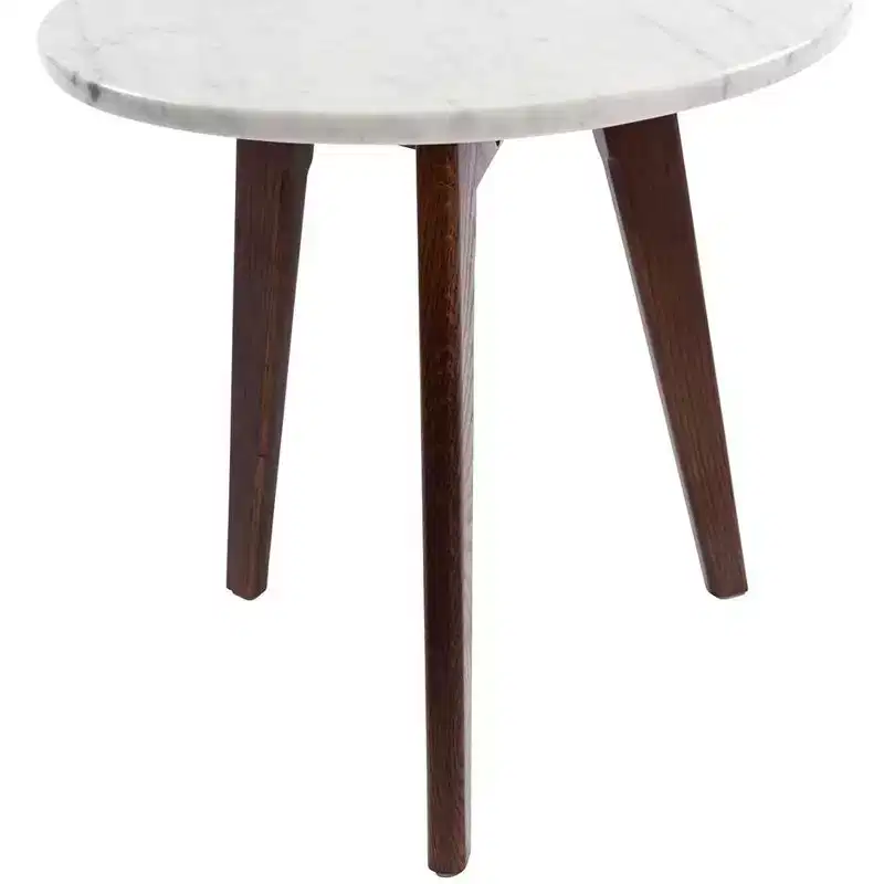 The Bianco Collection Cherie 15 Round Italian Carrara White Marble Side Table