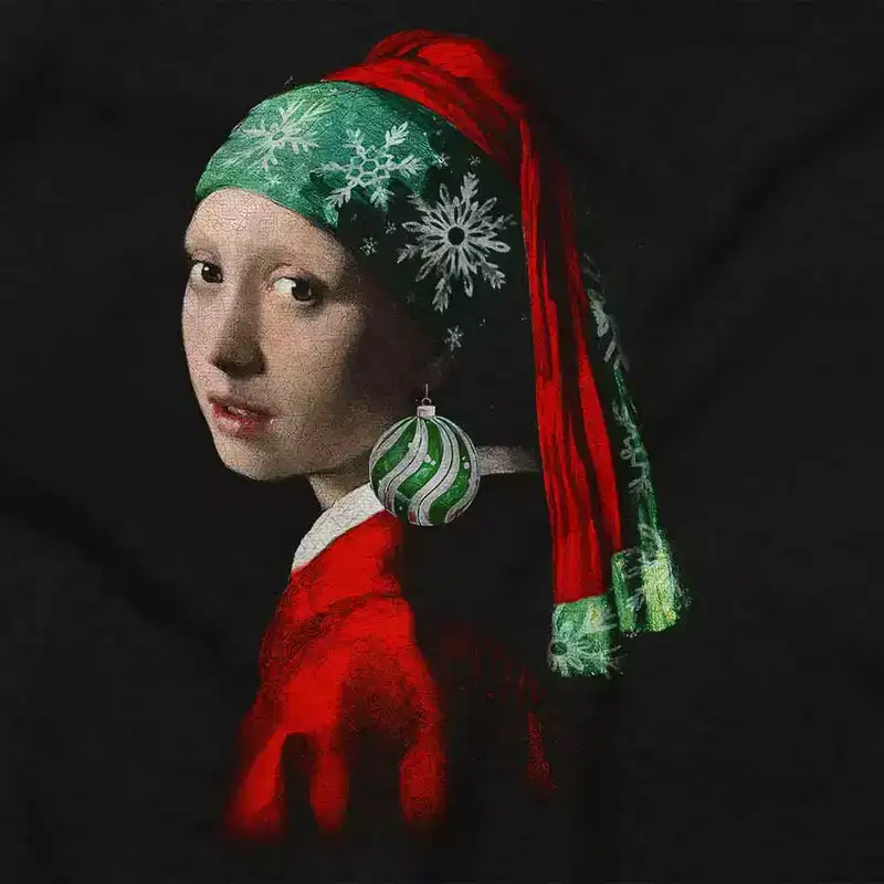 Christmas Pearl Ornament Earring Art Sweatshirt for Men or Women Brisco Brands