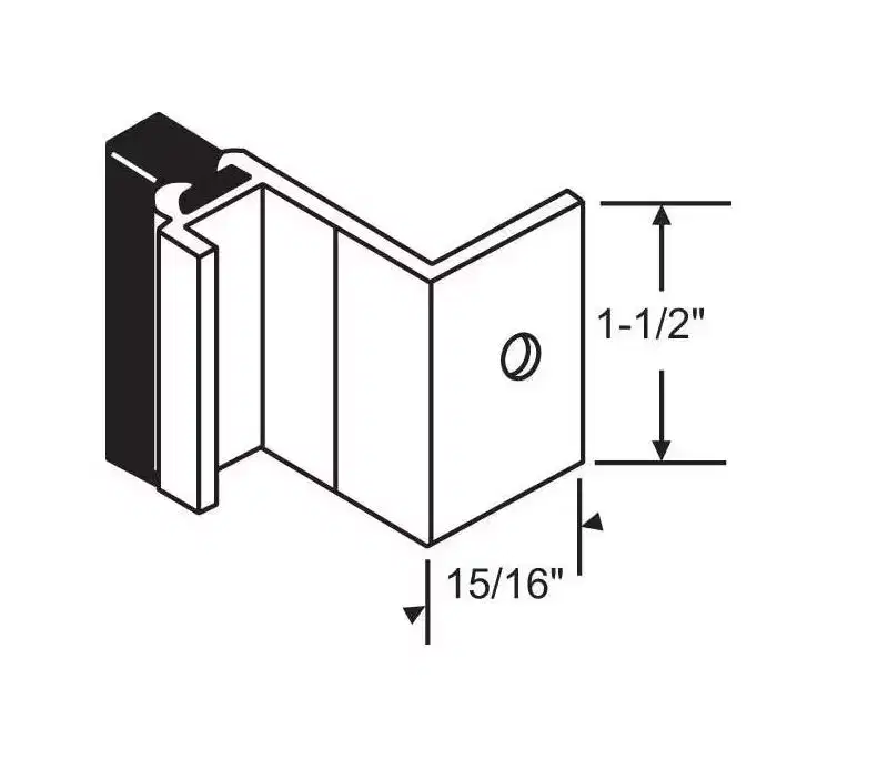 Brixwell Patio Fixed Panel Clip Metal Construction 1-1/2 Height 15/16, Base Width Sliding Door Hardware Component Black Finish