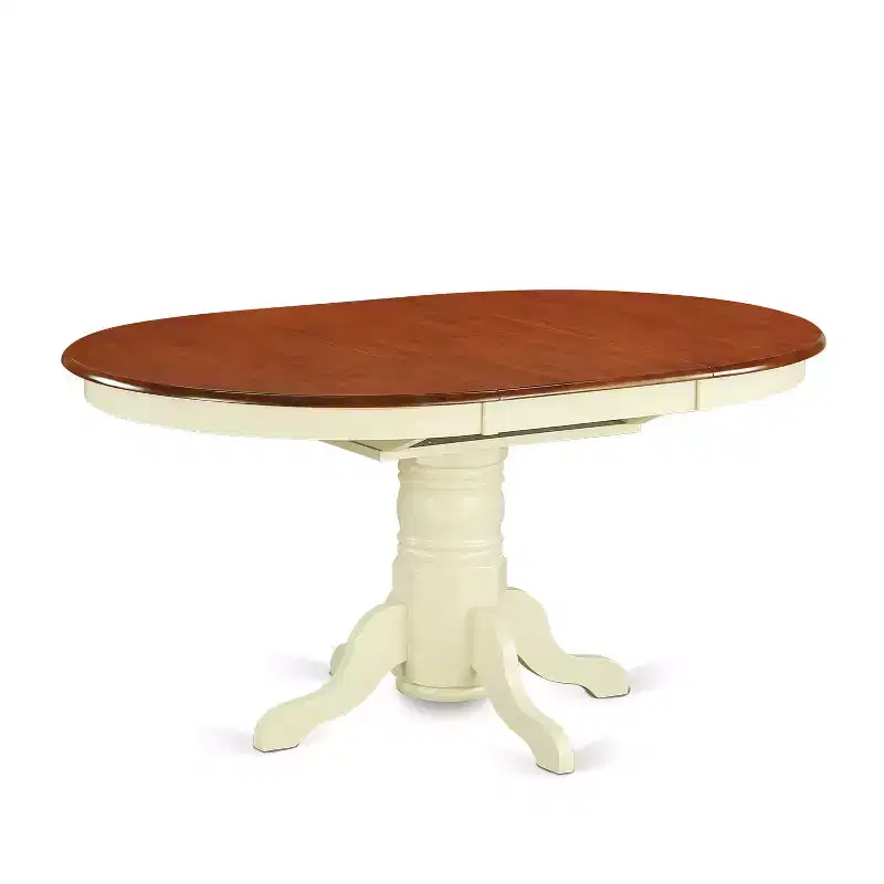 HomeStock Belmont Dining Room Set-Oval Table With Leaf And 6 Dining Chairs, White