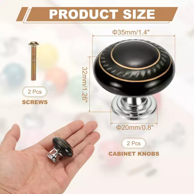 Unique Bargains Ceramic Round Drawer Dresser Closet Cabinet Knobs 2 Pcs