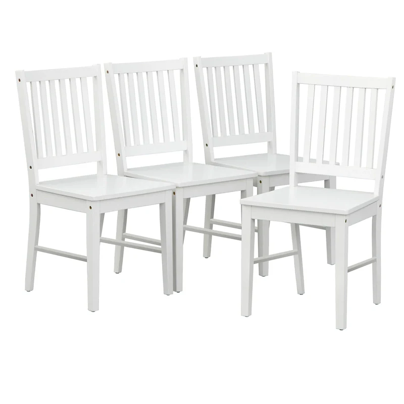 Set of 4 Solid Wood Slat-Back Dining Chairs, Sturdy Frame, Classic Design, Easy Assembly