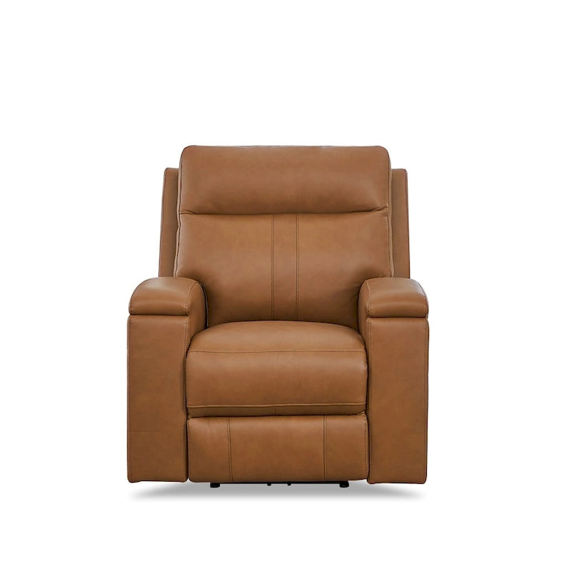 Power Recline and Headrest Top Grain Leather Recliner with Cup Holder