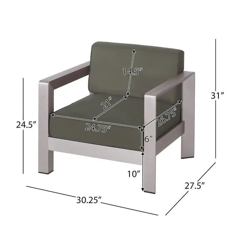 Amata Outdoor Modern 4 Seater Aluminum Chat Set with Fire Pit and Tank Holder by Christopher Knight Home