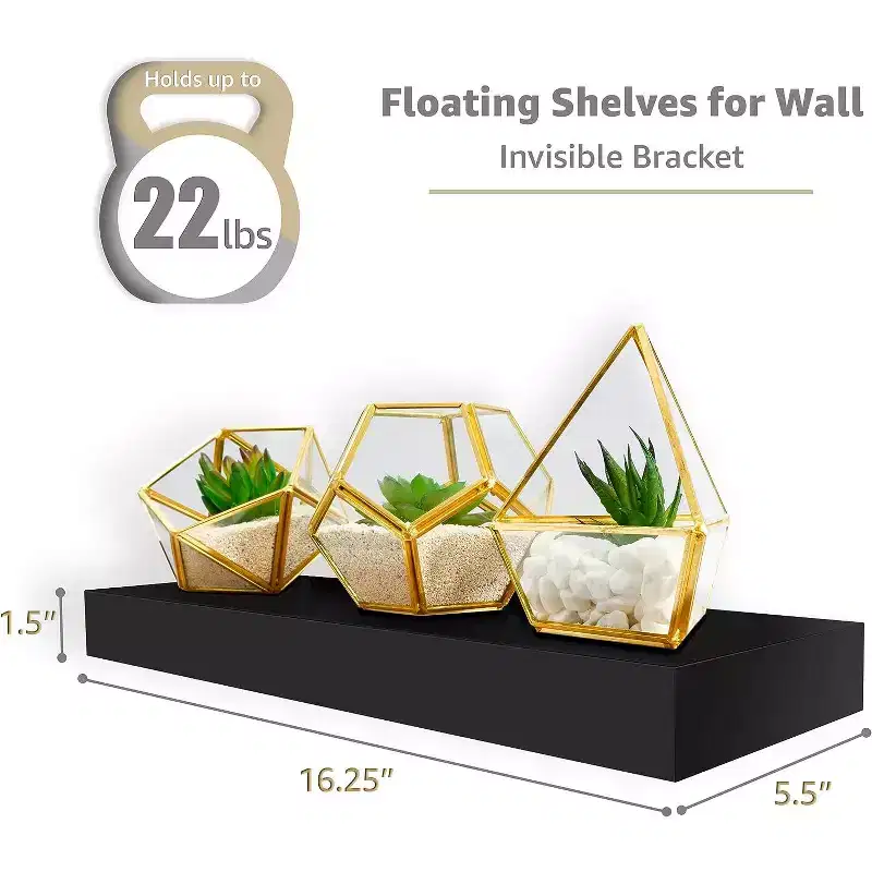 Sorbus 2 Pack 16 Inch Rectangle Floating Shelves - for Home Decor to Display Trophies, Books, Frames, and more