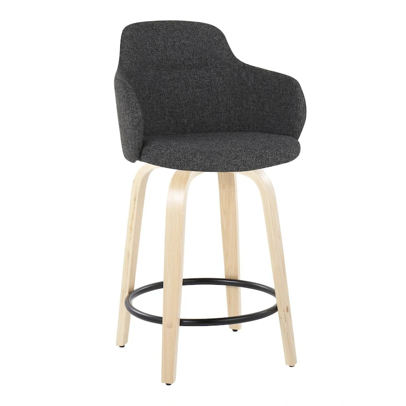 Carson Carrington Iglabo 24 Fixed-Height Counter Stool with Bent Wood Legs and Round Footrest (Set of 2)