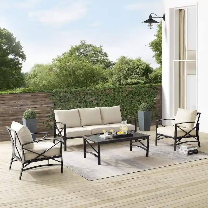 Crosley Kaplan 4Pc Outdoor Sofa Set - 147 W x 68.5 D x 32 H