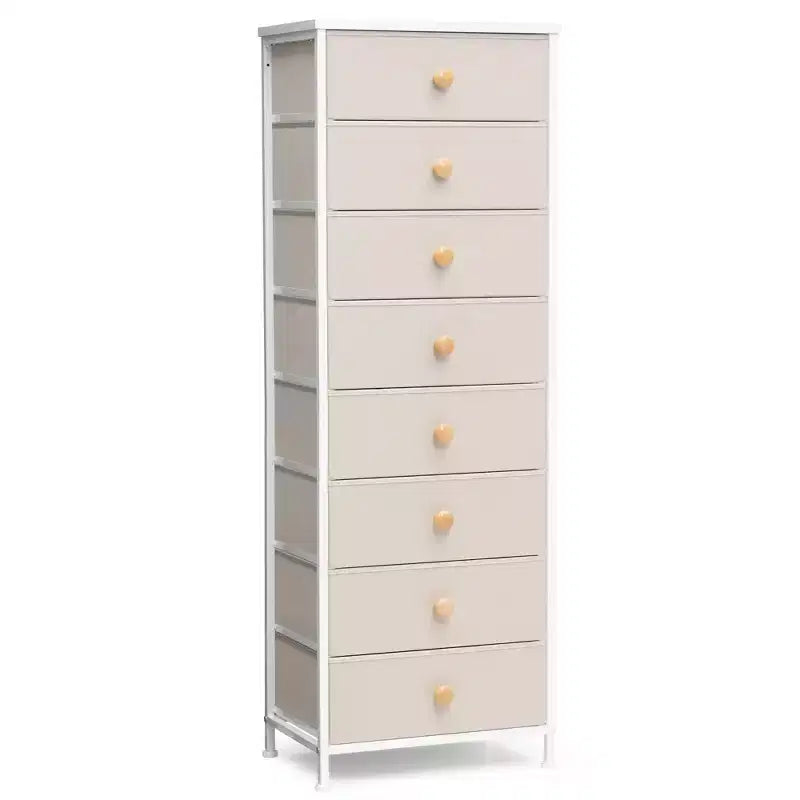 Crestlive Products 8 Drawers Vertical Dresser dressers for bedroom Storage Tower with Sturdy Steel Frame Wood Top Easy Pull Fabric Bins Handles