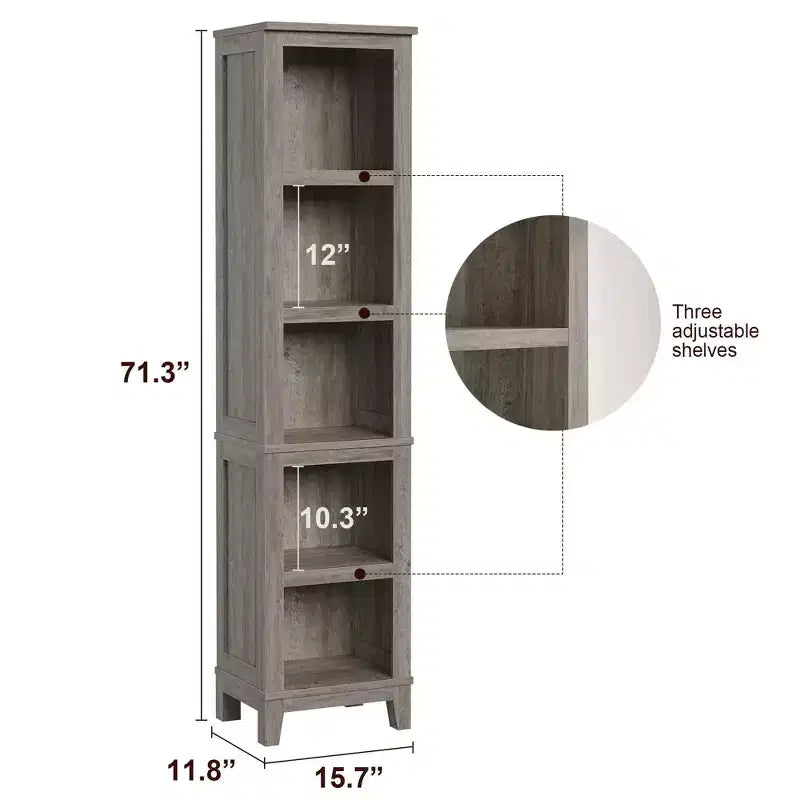 COZONY 70 Narrow 5 Tier Bookcase, Tall Slim Wooden Bookshelf with Open Shelves for Living Room Office