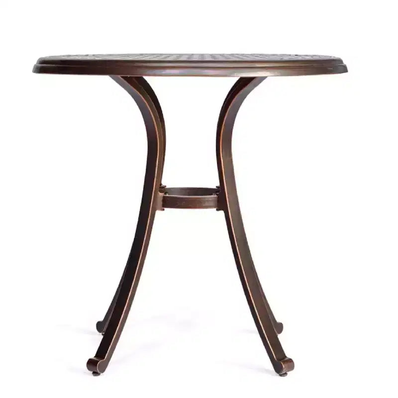 Cast Aluminum Patio Round Dining Table - Bronze - WELLFOR: UV & Water-Resistant, 28 Outdoor Furniture