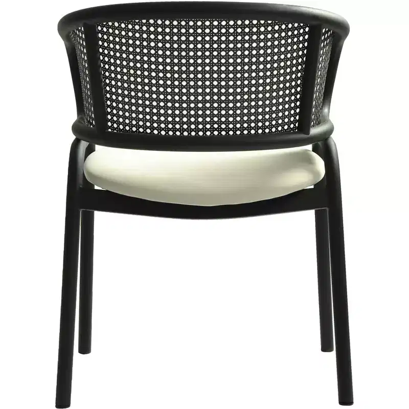 LeisureMod Ervilla Modern Dining Side Chair  Cozy Upholstered Accent Armchair with Black Iron Legs, Kitchen, Dining Room, Cafe, Restaurant Seating