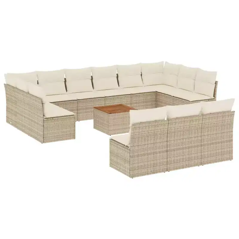 vidaXL Patio Sofa Set with Cushions Outdoor Furniture 14 Piece Poly Rattan