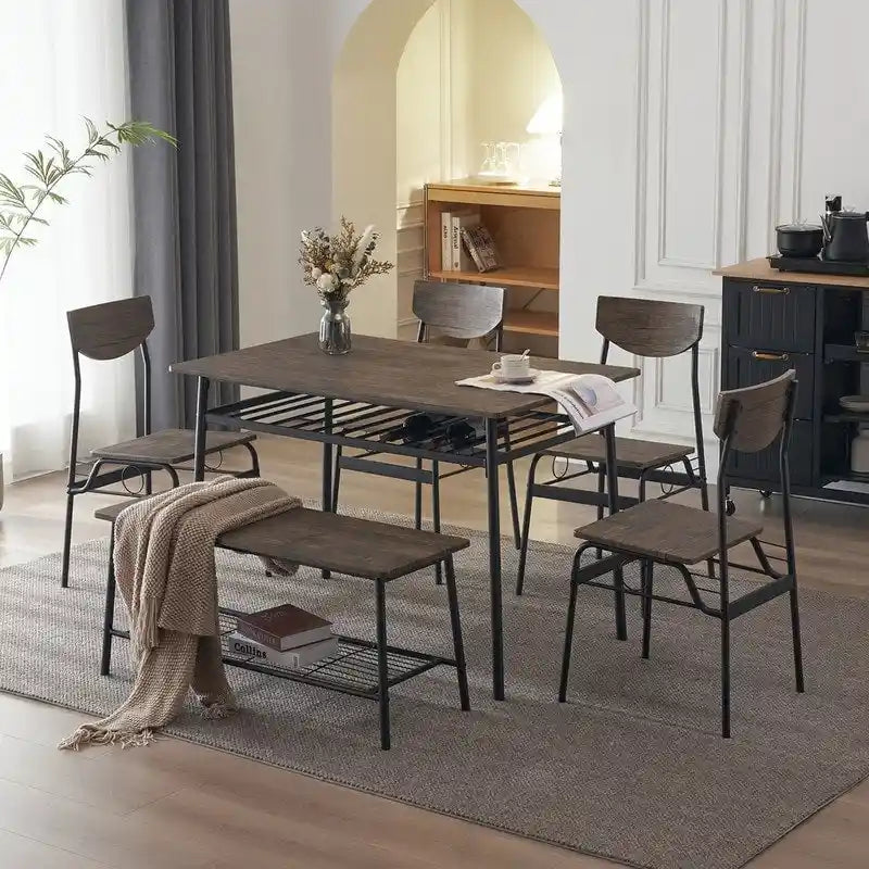 Steel Frame 6-Piece Modern Dining Set for Kitchen