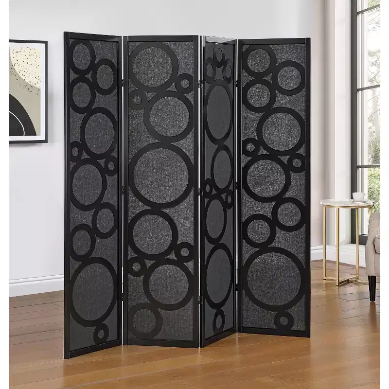 Wood Non-Woven Fabric 4-Panel Folding Room Divider 69.4