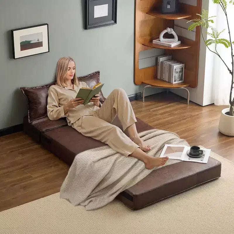 VINGLI Futon Sofa Bed, 5-in-1 Convertible Sleeper Sofa Chair RV Furniture Pull Out Floor Bed Couch for Small Spaces, Living Room, Bedroom