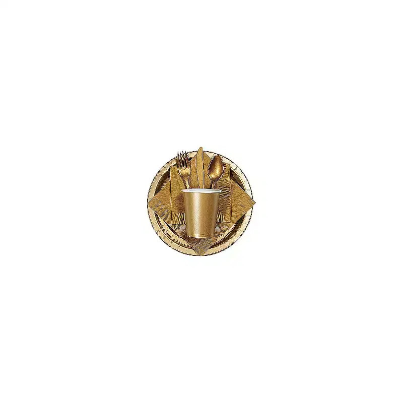 6 1/2 Bulk 50 Ct. Metallic Gold Disposable Plastic Forks