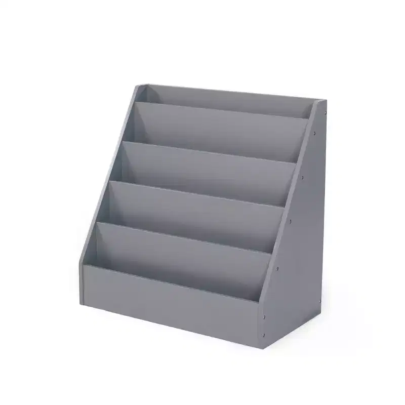 Humble Crew Kids' Explorer Wooden Bookshelf Gray: 4-Shelf MDF Book Rack, 24" H x 24" W x 13" D, Ages 2+