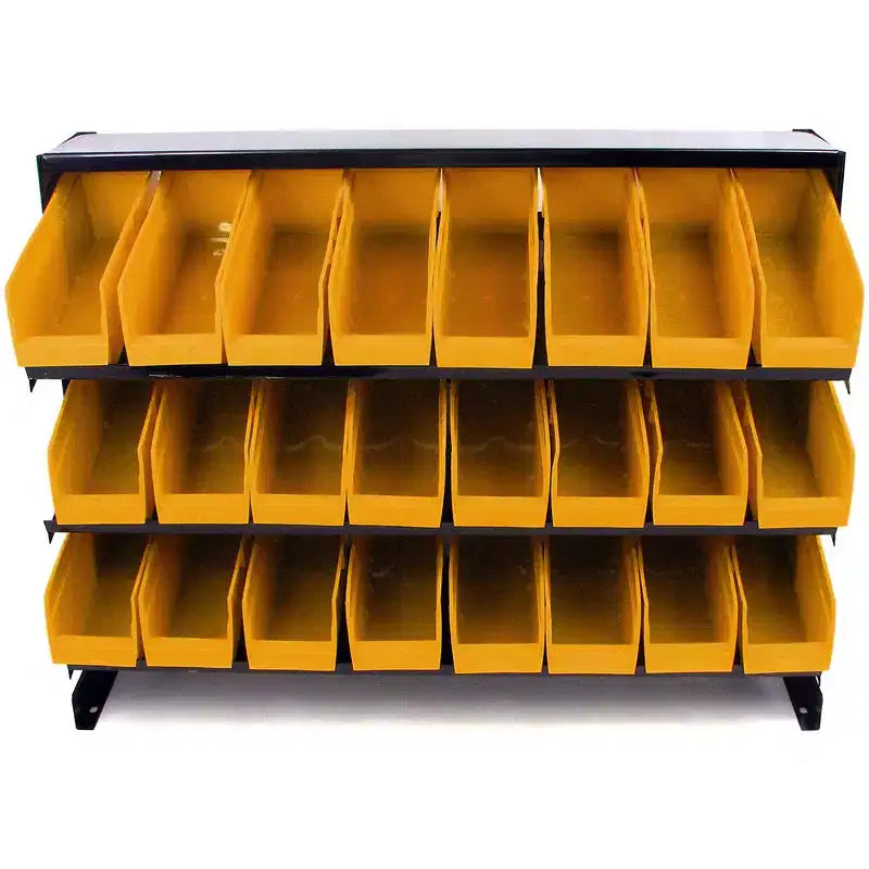 Stalwart Steel Rack with 24 Storage Bins, Yellow