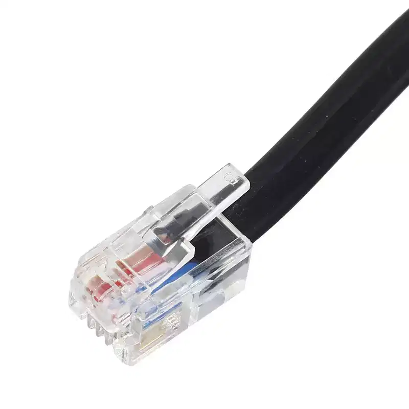 Unique Bargains Black RJ9 Telephone Phone Modem Coil Line Cord Cable 23.6cm Long