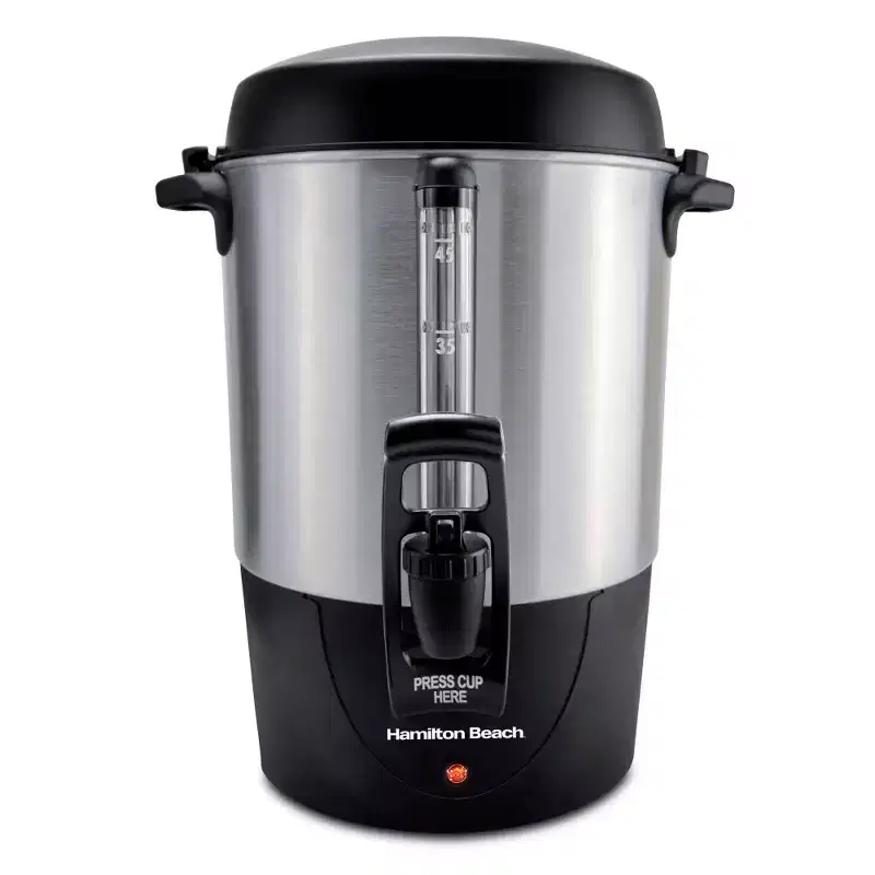 Hamilton Beach 45 Cup Urn 1500W 40521: Electric Coffee Maker, Dishwasher-Safe, Aluminum, Paper Filter, 8 oz Cup Capacity