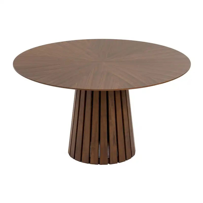 Mid-Century Modern Round Dining Table with Walnut Veneer