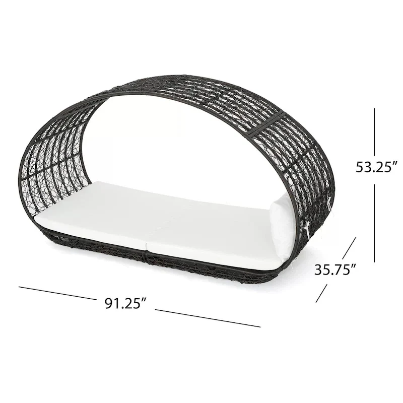 Wicker Outdoor Patio Canopy Daybed Water Resistant Cushion
