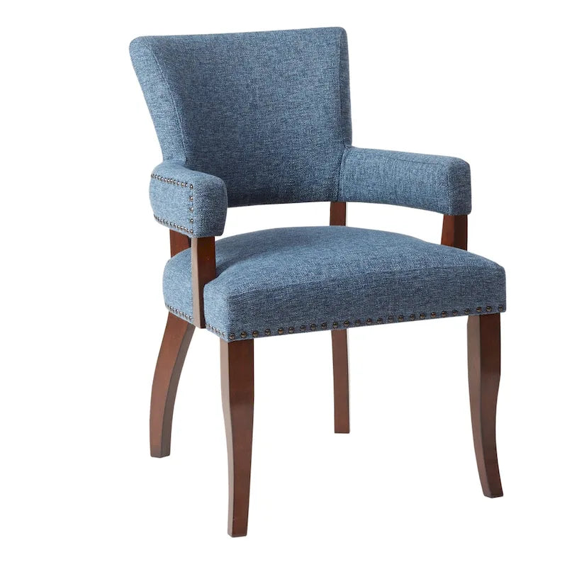 Transitional Arm Dining Chair with Nailhead Trim & Rubberwood Frame