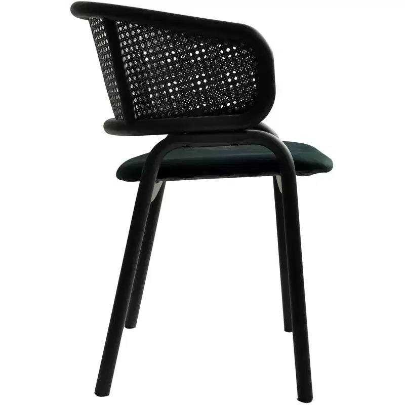 LeisureMod Ervilla Modern Dining Side Chair  Cozy Upholstered Accent Armchair with Black Iron Legs, Kitchen, Dining Room, Cafe, Restaurant Seating