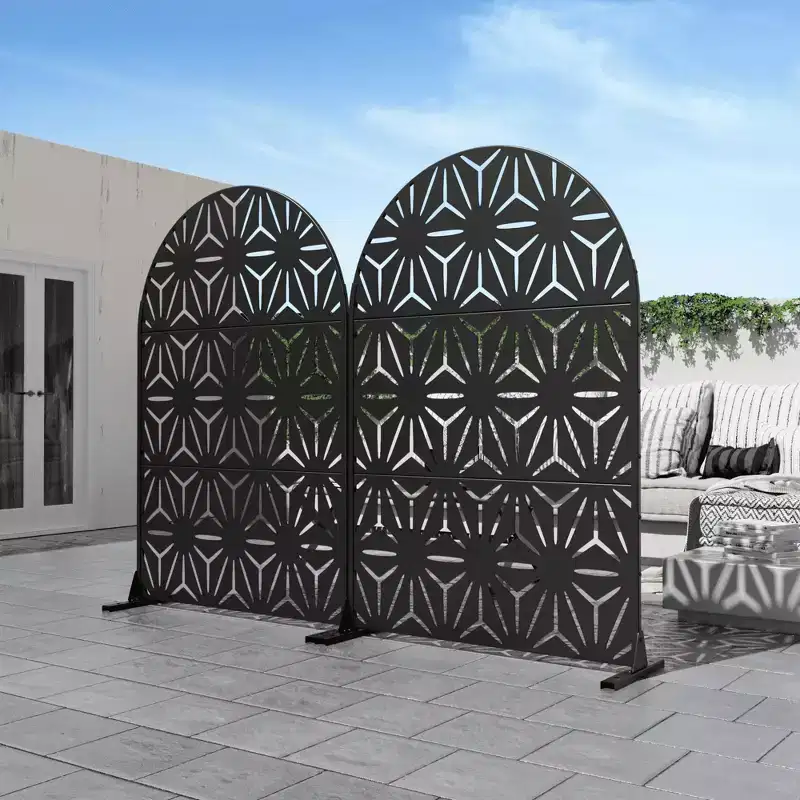 MAYEERTY Star Shaped Black Arched Galvanized Steel Privacy Screens Outdoor and Indoor Partition Decorative Screen