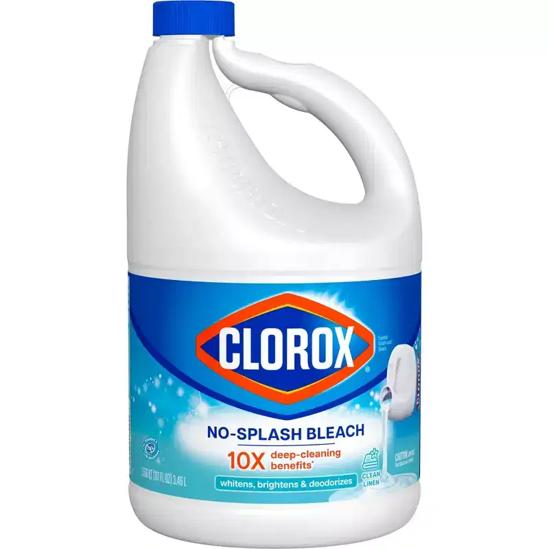 Clorox Splash-Less Liquid Bleach - Clean Linen - 117 fl oz: Phosphate-Free, Washing Machine Safe, Fabric Safe
