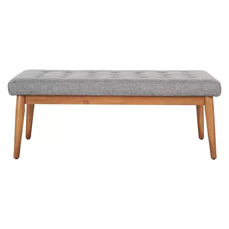 Landon Upholstered Bench Acorn - Crosley: Mid-Century Modern, Tufted, Rubberwood Frame, Linen Upholstery, 2-Seater, 300 lb Capacity