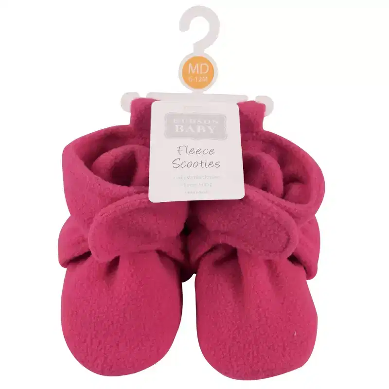 Hudson Baby Infant and Toddler Girl Cozy Fleece Booties, Dark Pink