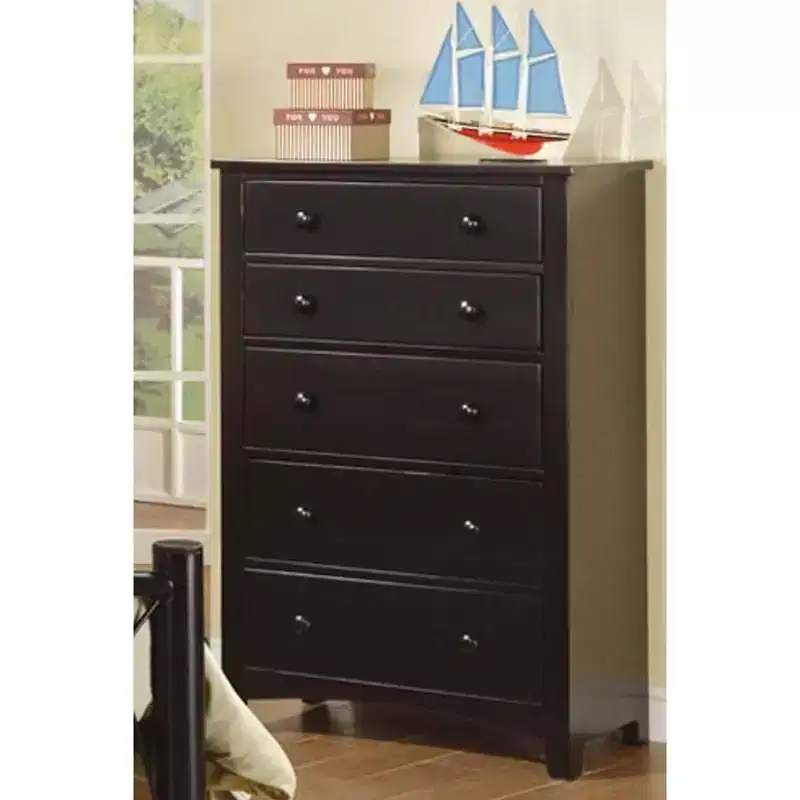 Okak Modern 5-Drawer Chest of Dresser, Plywood & Pine Veneer Bedroom Furniture for Living Room, Entry, Hallway