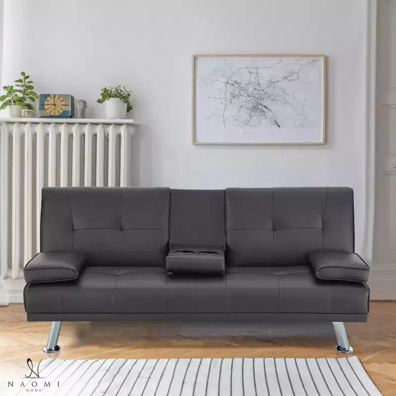 Home Imports Emporium Futon Sofa with Armrest and Cupholders, Cupholders, & Reclining Function, Ideal for Living Rooms