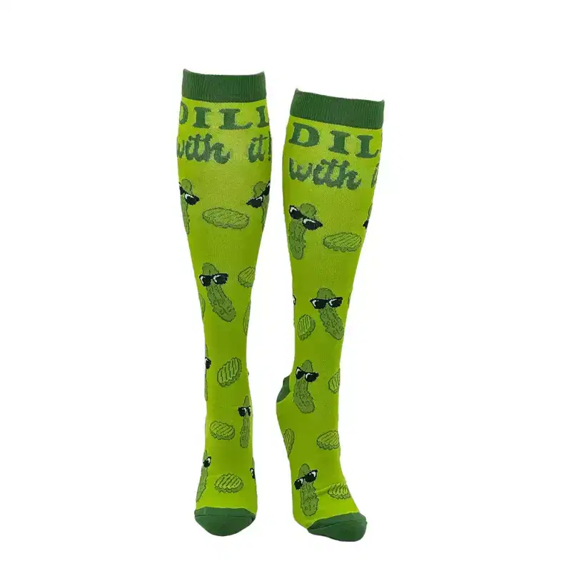 Adult Dill With It Funny Pickle Compression Socks for Women and Men - Crazy Dog Compression Socks For Foodies