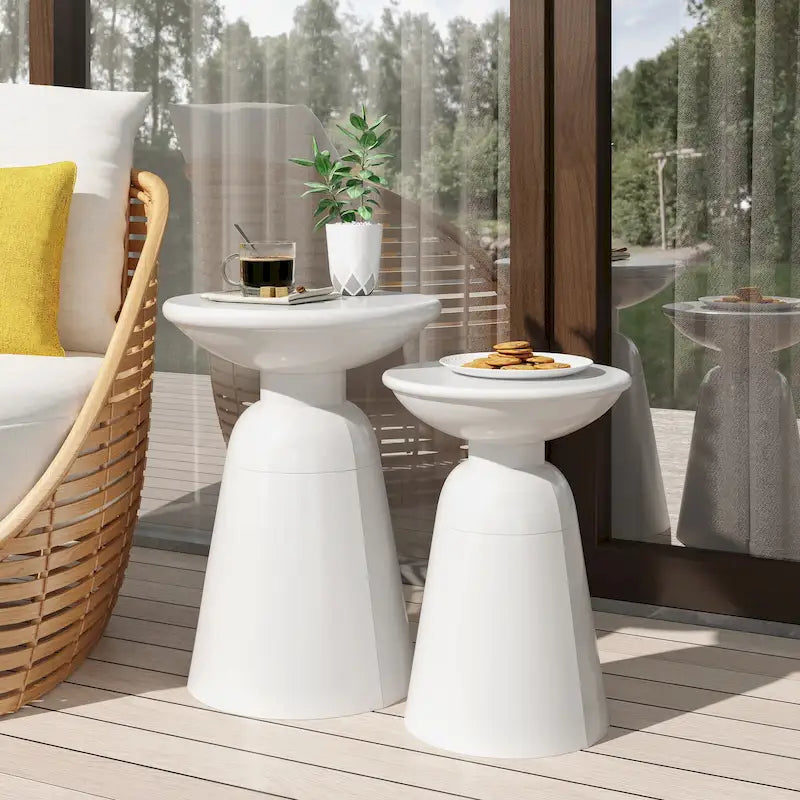 Pelon Outdoor Outdoor Metal Side Tables (Set of 2) by Christopher Knight Home