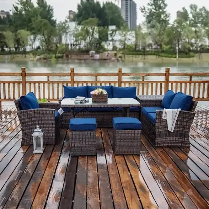 7-piece Patio Outdoor Wicker Sectional Sofa Set with Storage Box and Ottoman