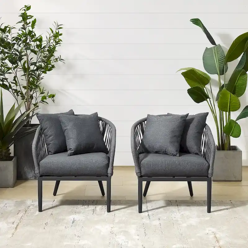 Dover 2Pc Indoor/Outdoor Rope Armchair Set - 23.25x28.88x30.25