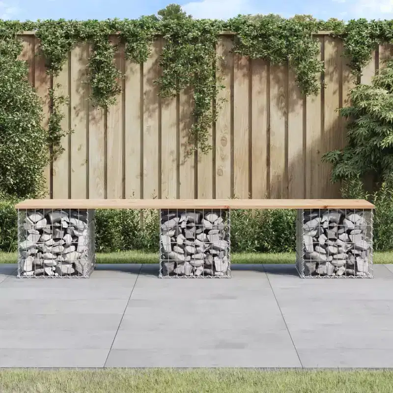 Garden Bench Natural Wood and Silver