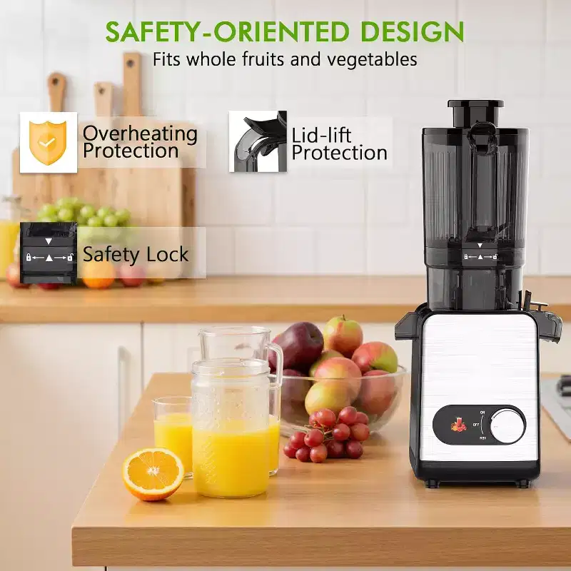 ZAFRO Cold Press Juicer, 4.35 Large Feed Chute Juice High Juice Yield with Slow Masticating Juicer for Whole Vegetables & Fruits, Easy Assemble