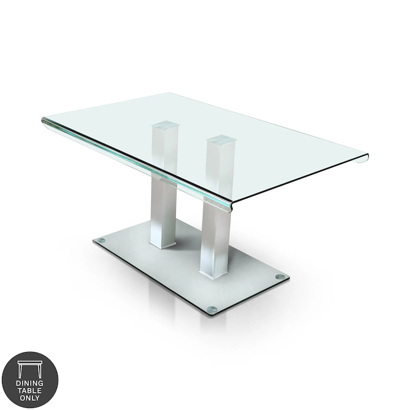 Furniture of America Maza 59-inch Silvertone Metal/Glass Dining Table