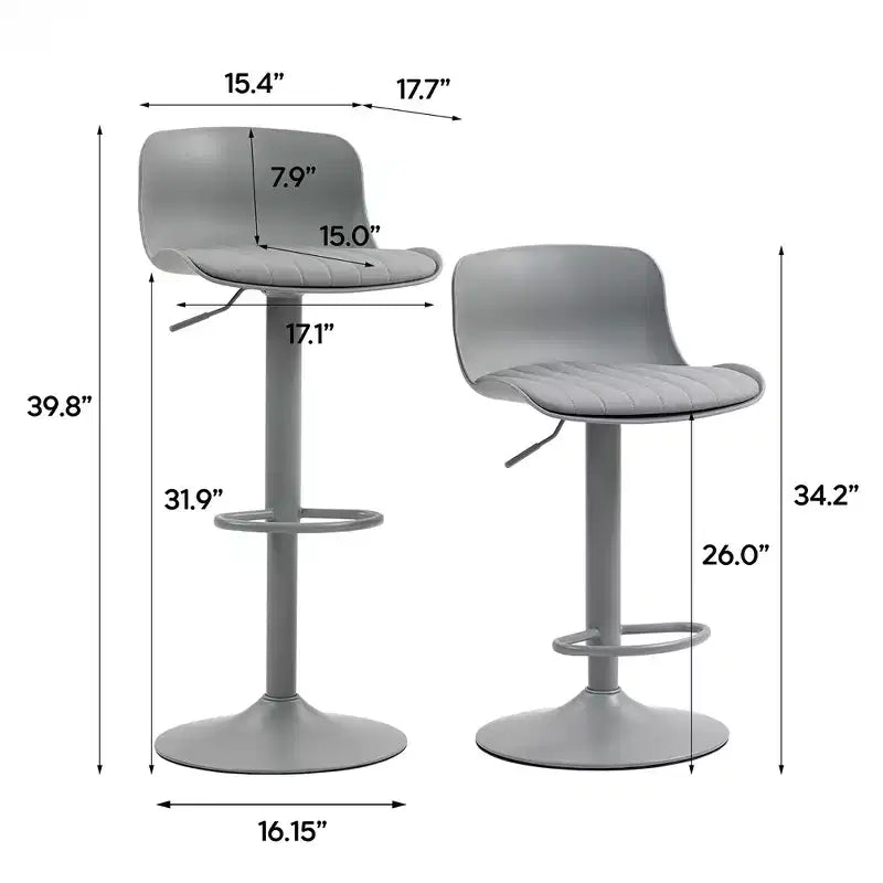 FurnitureR 2PC Adjustable Height Bar Stools, Modern Swivel Barstools with Footrest, Counter Height Bar Chairs for Kitchen Island Pub Home Bar