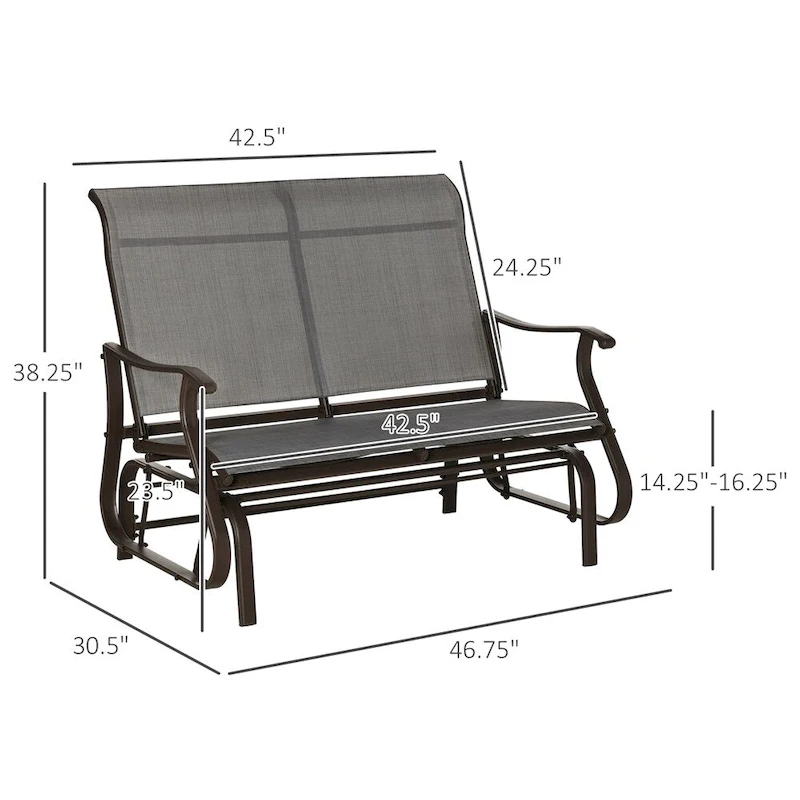 Outsunny 2-Person Outdoor Glider BenchPatio Glider Loveseat Chair